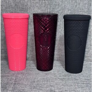 Starbucks Studded Tumbler Set 24oz Pink Burgundy Black Cold Cups